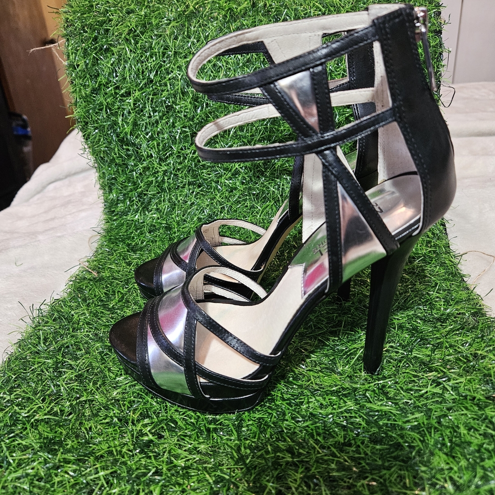 MICHAEL Michael Kors Black and Silver Heels